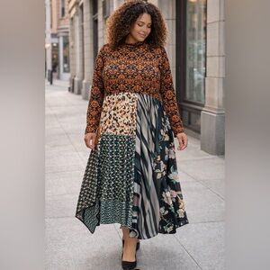 Elegant Patchwork Long Sleeve Dress